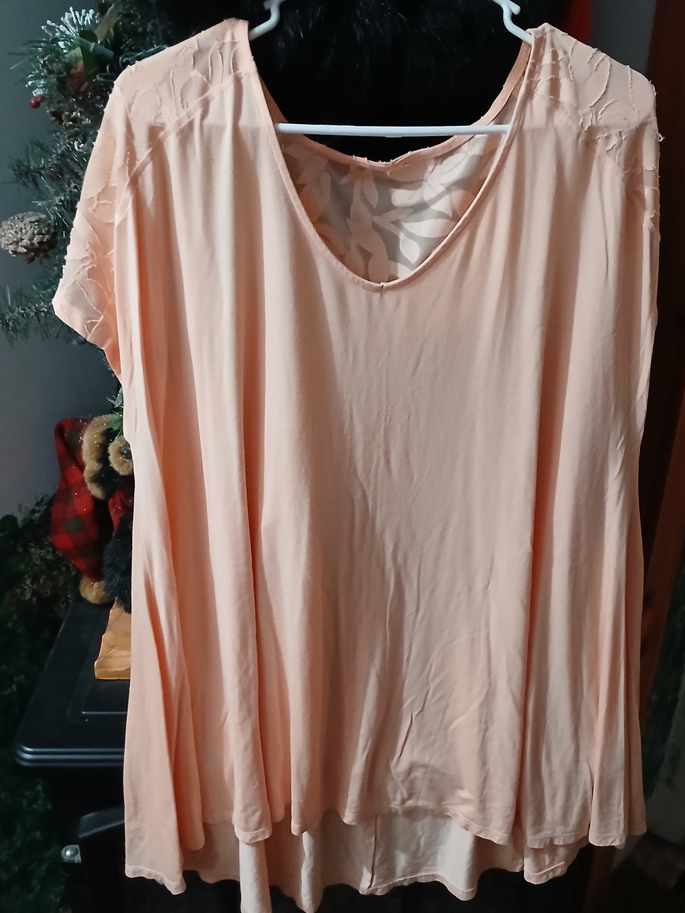 Lane Bryant Peach Short Sleeve Scoop Neck Tunic